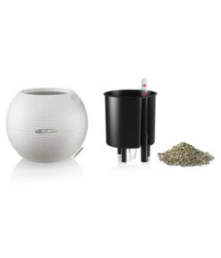 LECHUZA® PURO Color, All-in-One-Set, Rund, Ca. Ø20 Cm -Gartenmöbel Store 2418622 WE FS 002 PuroColor20Weiss