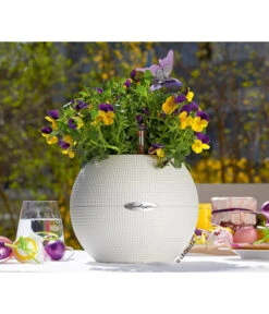LECHUZA® PURO Color, All-in-One-Set, Rund, Ca. Ø20 Cm -Gartenmöbel Store 2418622 WE MO 004 PuroColor20cmweiss
