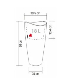 Scheurich Kunststoff-Vase Wave Globe High Slim, Ca. Ø39,5/H80 Cm, Schwarz-granit -Gartenmöbel Store 2508687 WE BG 001 ScheurichTopfWaveGlobeHighSlim