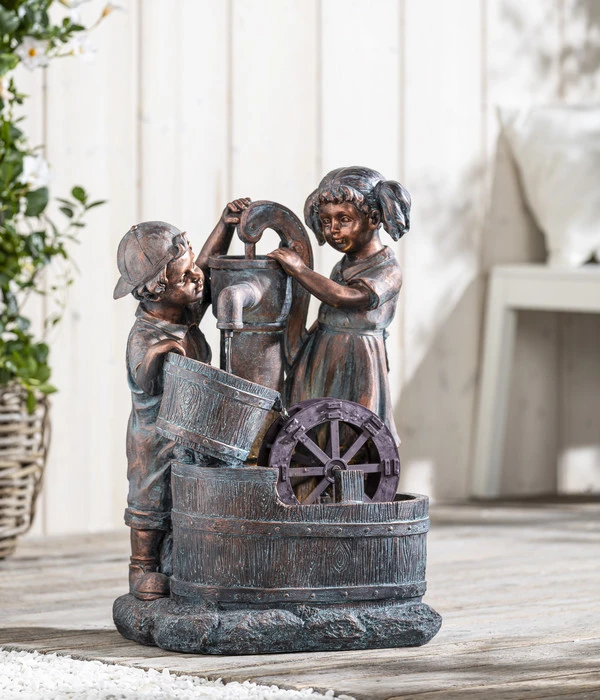 Dehner Polyresin-Gartenbrunnen Lea Und Leon, Ca. B45/H68,5/T35 Cm 5 Dehner Polyresin-Gartenbrunnen Lea Und Leon, Ca. B45/H68,5/T35 Cm – Bild 3