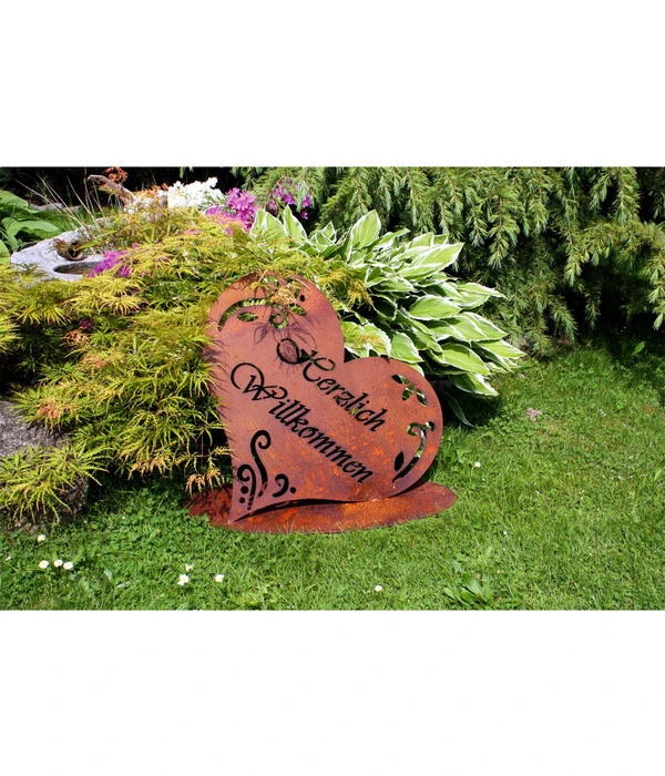 Ferrum Metall-Herz Willkommen, 60 X 48 Cm, Rost 3 Ferrum Metall-Herz Willkommen, 60 X 48 Cm, Rost