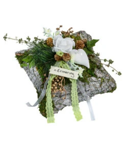 Grabgesteck Aus Rinde, Eckig, Weiß, Ca. B23/H15/T23 Cm