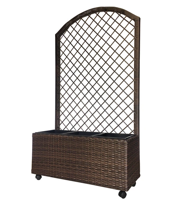 Dehner Polyrattan-Kasten Mit Spalier Und Rollen, Ca. B81/H144/T33 Cm, Braun 3 Dehner Polyrattan-Kasten Mit Spalier Und Rollen, Ca. B81/H144/T33 Cm, Braun
