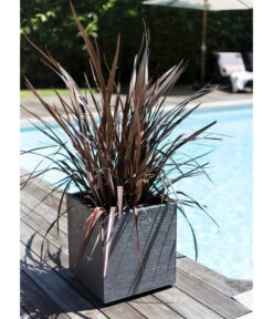 EDA-plastiques Kunststoff-Topf Graphit, Gerillt -Gartenmöbel Store 6763643 WE MO 001 PflanztopfGrap40x40