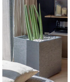 EDA-plastiques Kunststoff-Topf Graphit, Gerillt -Gartenmöbel Store 6763643 WE MO 002 PflanztopfGrap40x40