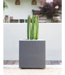 EDA-plastiques Kunststoff-Topf Graphit, Gerillt -Gartenmöbel Store 6763643 WE MO 003 PflanztopfGrap40x40