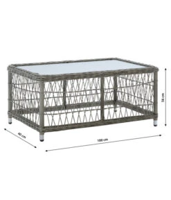 Dehner Geflechtlounge Santos, 4-teilig -Gartenmöbel Store 6875074 WE BG 003 LoungeSantosNEU