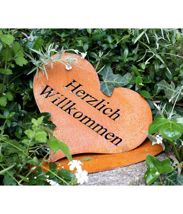 Ferrum Rost-Herz Herzlich Willkommen, Ca. H24 Cm 4 Ferrum Rost-Herz Herzlich Willkommen, Ca. H24 Cm – Bild 2