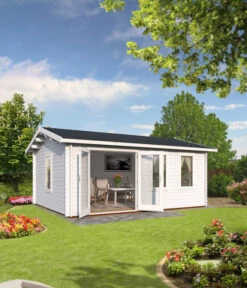 Palmako Gartenhaus Iris, Ca. B574/H262/T448 Cm -Gartenmöbel Store 6975569 WE MO 001 BlockbohlenhausIrisNatur