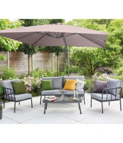 Siena Garden Ampelschirm California N+, Quadratisch, Ca. B250/T250 Cm -Gartenmöbel Store 6987945 WE MO 001 SienaGardenAmpelschirm250x250cmTaupe