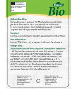 Bioland Koriander -Gartenmöbel Store 8001984 BioKoriander Etikett neu 2